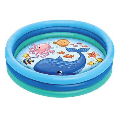 3 Ring Inflatable Pool - Kiddie Pool Floats 51" with Aquarium Design - Kids Pool Round 3 Ring Pool for Summer Outside Backyard Fun - for Children 3 Years Old and Up