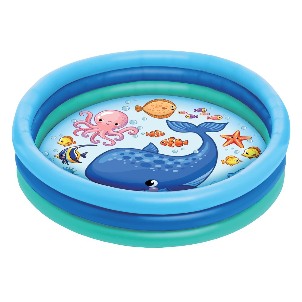 3 Ring Inflatable Pool - Kiddie Pool Floats 51" with Aquarium Design - Kids Pool Round 3 Ring Pool for Summer Outside Backyard Fun - for Children 3 Years Old and Up