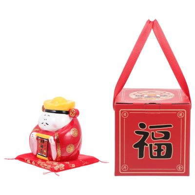 1 Set God of Wealth Piggy Bank Vintage Decor Souvenir Desk Vintage Coin Banks Feng Shui Decor God of Fortune Sculpture Coin Holder Coin Container Saving Pot Money Cloth
