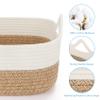 ABenkle Small Storage Basket with Handles, Cotton Rope Woven Dog Cat Toy Bin, Decorative Shelves Closet Organizing for Nursery Laundry Bedroom Bathroom, 14.2''x 11''x 5.1'' view 2