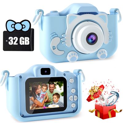 CIMELR Kids Camera Toys for 3 4 5 6 7 8 9 10 11 12 Years Old Boys/Girls, Kids Digital Camera for Toddler with Video, Birthday Festival for Kids, Selfie Camera for Child, 32GB TF Card