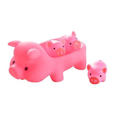 Baby Bath Toys 4Pcs Rubber Pink Pig Family Squeak Float Bath Ducks Bath Tub Shower Toys for Toddlers Boys Girls