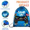 Eccliy 20 Pcs Video Game Party Favor Bags Gamer Birthday Party Drawstring Bags for Kids Boys Girls 12 x 10 Inch Gaming Goodie Treat for Game on Theme Decorations Supplies(Blue,Fresh Style) view 2