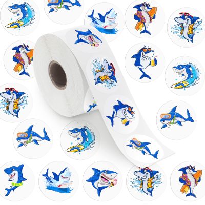 1000 Pcs Shark Stickers Ocean Theme for Water Bottle 8 Vibrant Design Round Animal Cartoon Party Favors for Laptop Computer Luggage, 1.5 Inch