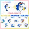 1000 Pcs Shark Stickers Ocean Theme for Water Bottle 8 Vibrant Design Round Animal Cartoon Party Favors for Laptop Computer Luggage, 1.5 Inch view 2