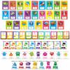 64 PCS Educational Cards, Laminated Water/Tear Proof Preschool Learning Posters Include Alphabet Numbers Colors & 2D/3D Shapes, Kindergarten Preschool Early Education Cards Home Classroom Decorations view 1