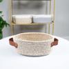 ABenkle Small Woven Basket, Mini Cotton Rope Storage Basket, Tiny Easter Basket, Shelf Basket, Oval Decorative Toy Dog Cat Basket for Nursery, Empty Gift Basket, 9.4" x 5.9" x 3.9" XS view 4