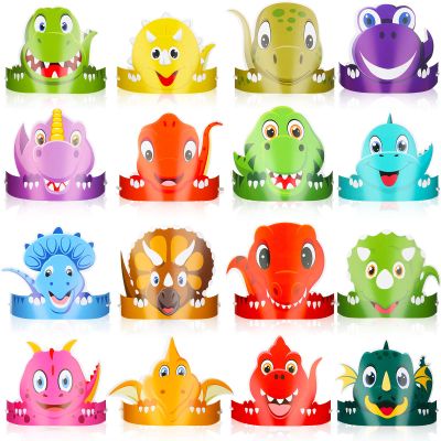 Leinuosen 32 Packs Dinosaur Party Hats for Kids Dinosaur Birthday Party Decorations Dino Hats, 16 Styles(Cool)