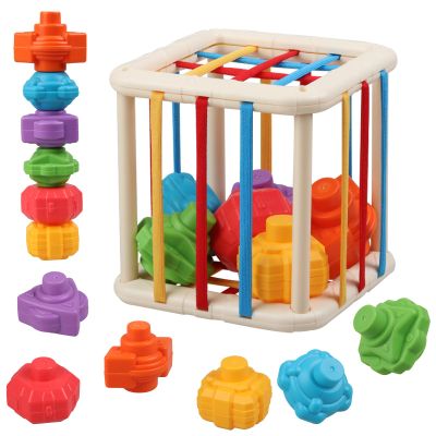 Baby Sensory Shape Sorter Blocks Toy, Activity Cube Bins, Montessori Educational Learning Fine Motor Skills Toys for Babies Toddlers 6 12 18 Months Age 1 2 3 One Two Year Old Boys Girls Gifts