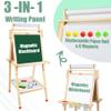 Joyooss Art Easel for Kids with Double-Sided Magnetic, Wooden Standing Kids Easel with Dry Erase Whiteboard & Chalkboard, Height Adjustable Children Easel with Paper Roll, Bonus Toddler Art Supplies view 3