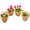 4 Pieces Mini Dollhouse Potted Plant Flower Model 1:12 Miniature Scene Bonsai Plant Set Accessories Micro Landscape Decoration (Rose+Pink) view 1
