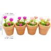 4 Pieces Mini Dollhouse Potted Plant Flower Model 1:12 Miniature Scene Bonsai Plant Set Accessories Micro Landscape Decoration (Rose+Pink) view 3
