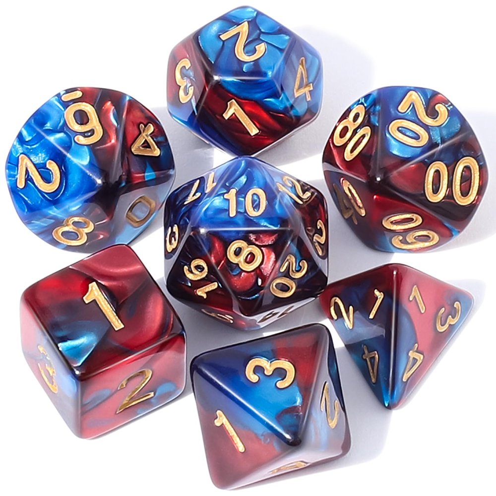 CiaraQ DND Polyhedral Dice Set with a Black Dice Bag for D&D RPG MTG Role Playing Table Games