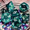 Galaxy Dice Set| Dark Green Mix Cyan Crystal DND Dice Set for Board Game view 2