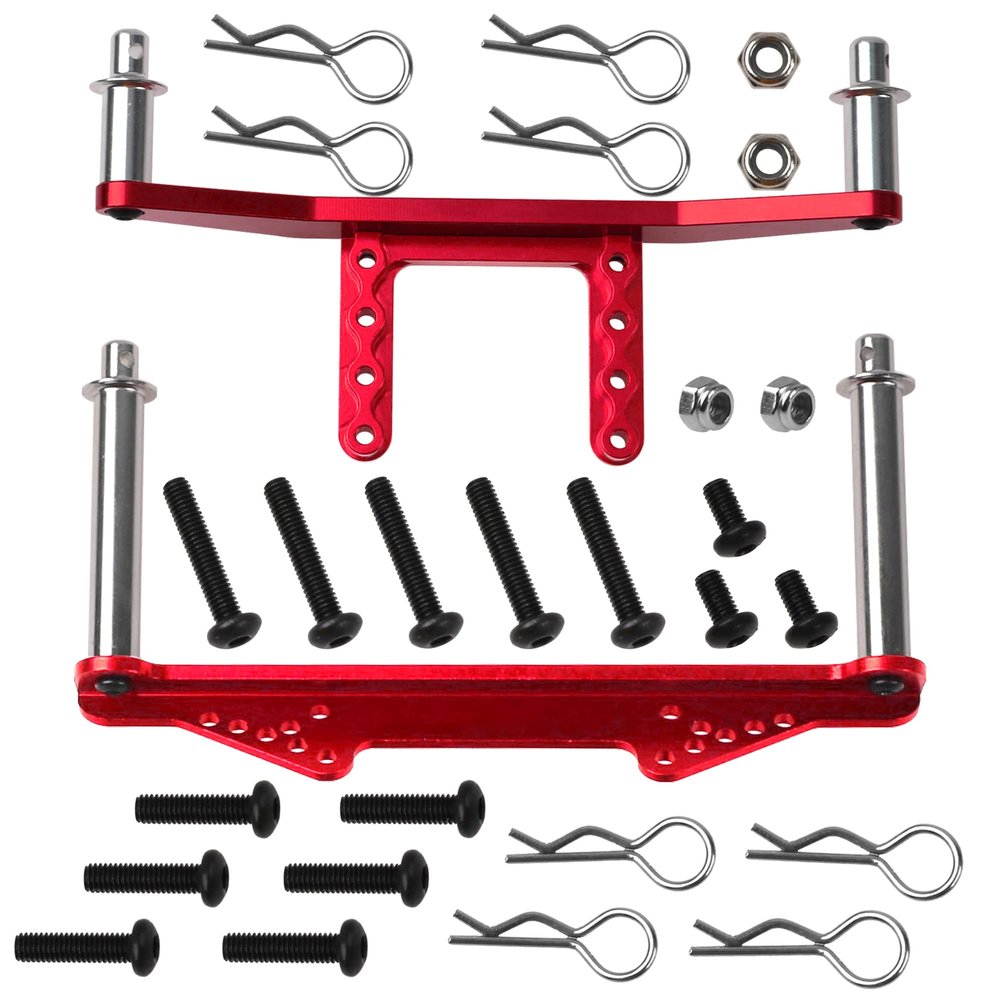 Vgoohobby Metal Front & Rear Body Mounts Body Posts Upgrade Parts Compatible with Traxxas Slash 2WD Rustler Stampede VXL 1/10 RC 2WD Car (Red)