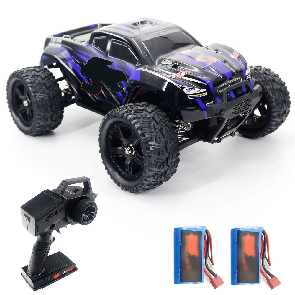 GoolRC Brushed RC Cars, 1:16 Scale 2.4GHz Remote Control Car, 4WD 50KM/H High Speed Racing Car, All Terrain Off-Road RC Truck for and Adults, Included 2 Batteries (Blue)