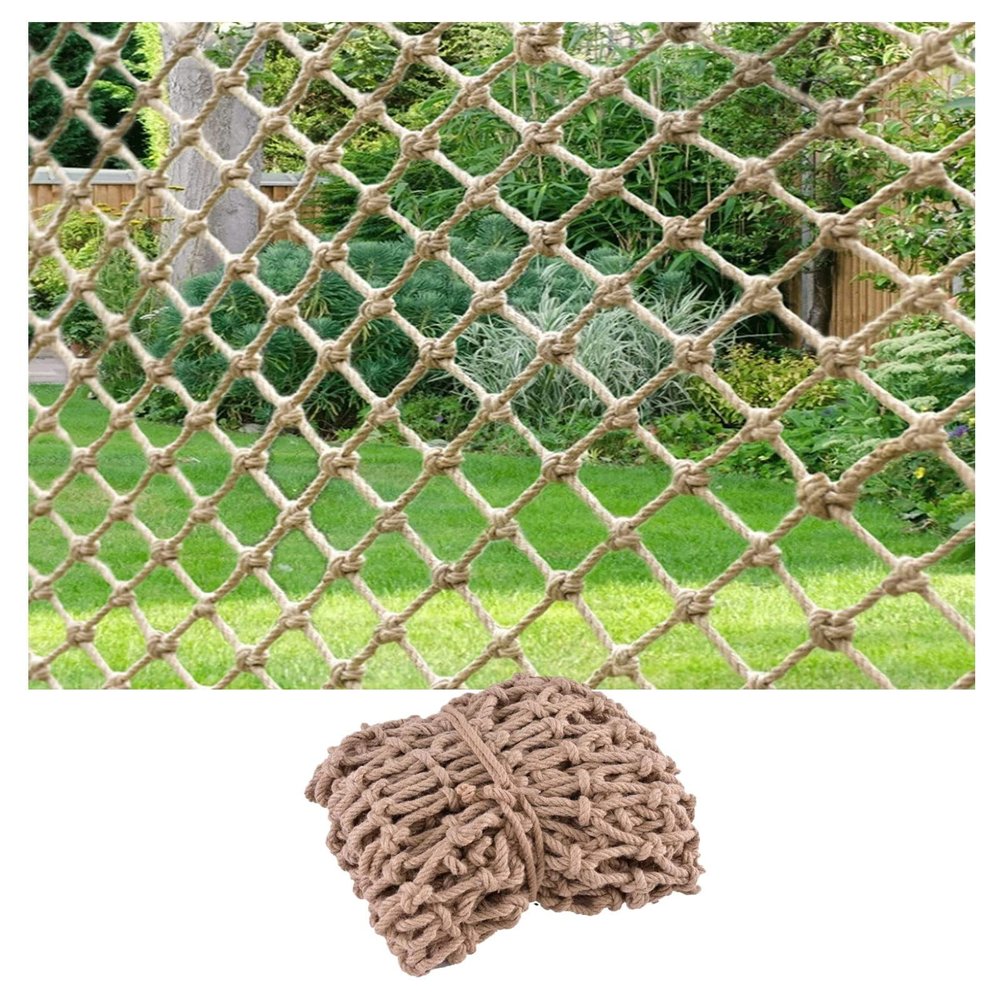 Rope Netting Heavy Duty Hemp Rope Net Child Treehouse Safety Net Playground Railing Garden Protective Net Indoor Wall Fence Decor Birds Net (Size : 1 * 7m(3 * 22ft))