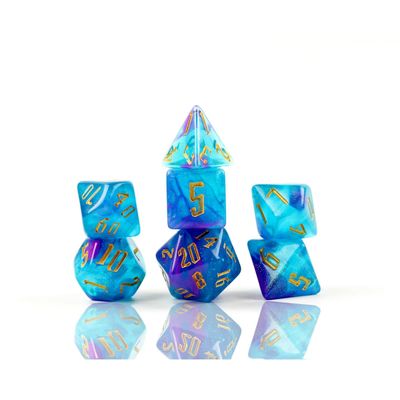 Cerulean Nebula Polyhedral Dice Set