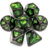 Haxtec Metal Dice Set D&D Acid Splash Real Scene Black Green Polyhedral DND Dice W/PU Leather Dragon Eye Dice Bag for TTRPG Compatible with Dungeons and Dragons Gifts view 1