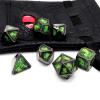 Haxtec Metal Dice Set D&D Acid Splash Real Scene Black Green Polyhedral DND Dice W/PU Leather Dragon Eye Dice Bag for TTRPG Compatible with Dungeons and Dragons Gifts view 2