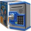 Dr. STEM Toys Electronic Alarm Safe for Kids - ATM Piggy Bank for Real Money with Fun Lights & Sound Effects, Automated Bill Feeder, Coin Slot, PIN Protection & More, for Boys & Girls, Blue