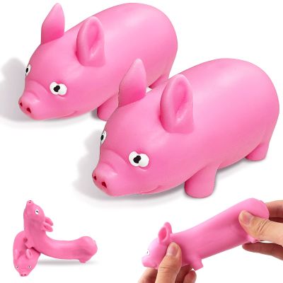 Fikinise Piggy Stretchy Sensory Stress Relief Toys, Pig Sand Filled Squishy Animal Toy Squeeze Sand Rebound Ball Fidget Knead Toy Pinch Stress Relieve Party Favors