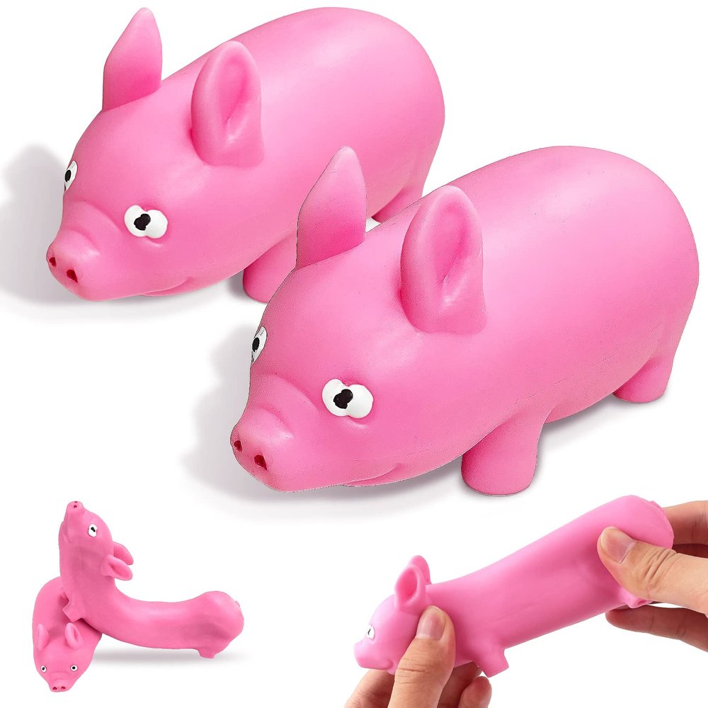 Fikinise Piggy Stretchy Sensory Stress Relief Toys, Pig Sand Filled Squishy Animal Toy Squeeze Sand Rebound Ball Fidget Knead Toy Pinch Stress Relieve Party Favors
