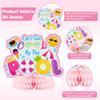 ArowlWesh 12Pcs Summer Pool Honeycomb Centerpiece Decoration, Pink Beach Ball Table Toppers for Girls and Kids, Hawaiian Flamingo Beach Party Luau Party Birthday Party Table Toppers Photo Props Decor view 3