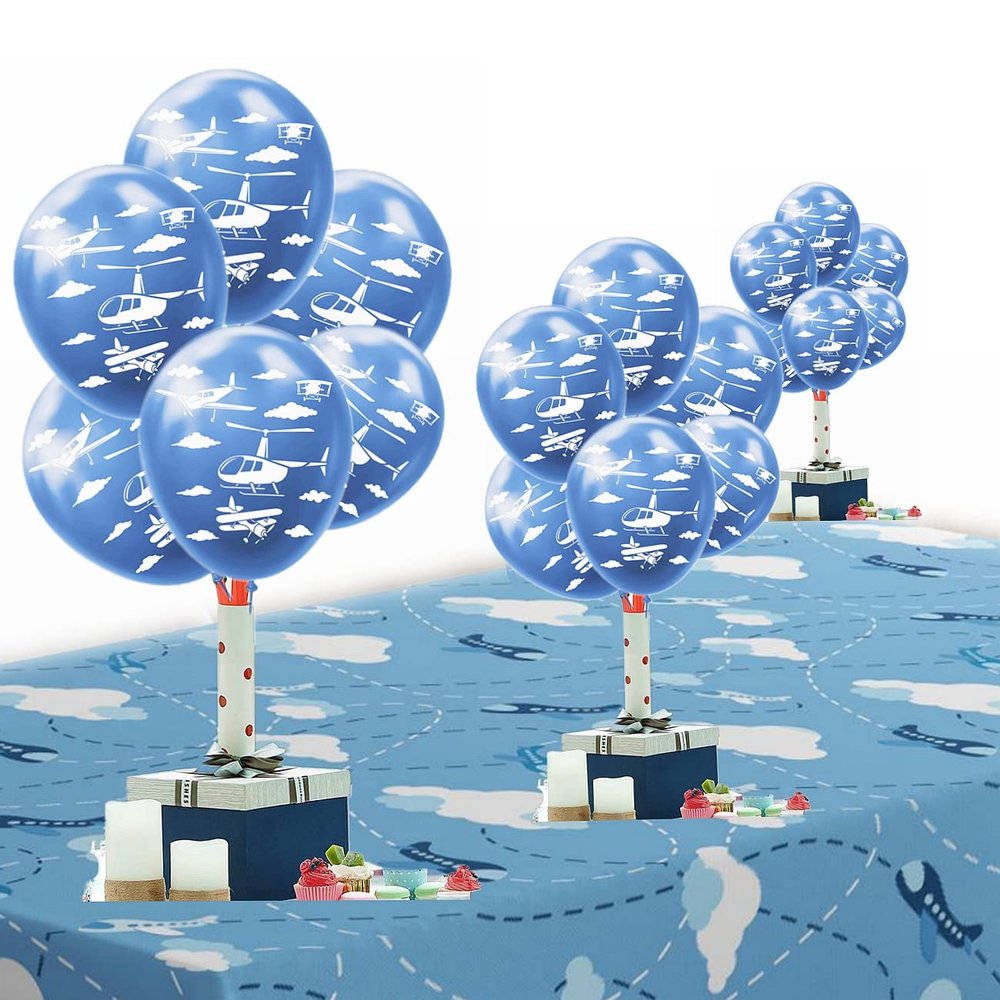 18pcs Airplane Theme Latex Balloons Airplane Cloud Balloons Airplane Party Decorations for Time Flies Plane Aviator Aircraft Adventure Themed Birthday Party Baby Shower Supplies