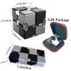 FUFUYOU Metal Fidget Toys Infinity Cube for Men Anxiety Stress Relief Aluminum Alloy Material (Black & Silver) view 3