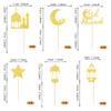 24 Pack Eid Mubarak Cupcake Toppers Glitter Star Ramadan Kareem Cupcake Pick Moon Star Eid Islamic Muslim Theme Party Cake Decoration Supplies Gold view 2