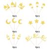 24 Pack Eid Mubarak Cupcake Toppers Glitter Star Ramadan Kareem Cupcake Pick Moon Star Eid Islamic Muslim Theme Party Cake Decoration Supplies Gold view 3