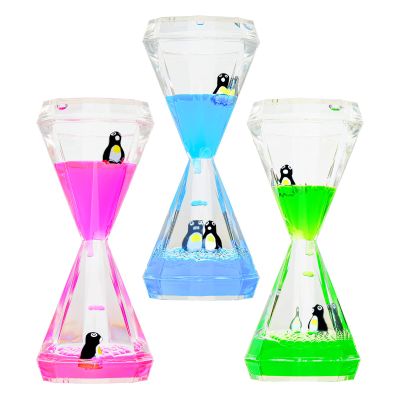 CAILINK Liquid Motion Bubbler,3 Pack Diamond Shaped Penguin Liquid Timer for Sensory Play,Fidget Toy Stress Management for Kids and Adults,Colorful Calming Relaxing Hourglass