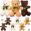 9 Pieces Valentine's Day Bear Cute Stuffed Animals 10 Inch Soft Plush Stuffed Bears Toy Gift Bulk with Bow Tie Kids Boys Girls Graduation Baby Shower Birthday Party Gift(Dark Brown, Golden, White) view 1