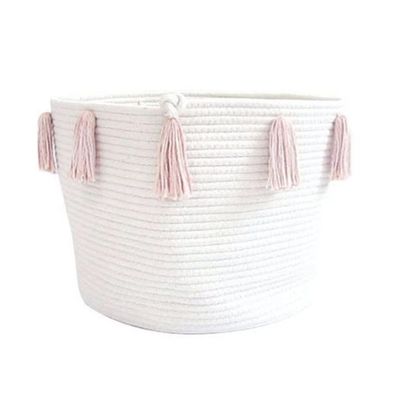 Zerodeko Woven Cotton Rope Basket Tassels Versatile Storage for Home Decor Organizing Items Desktop Tv Cabinet Dining Table Nordic Style