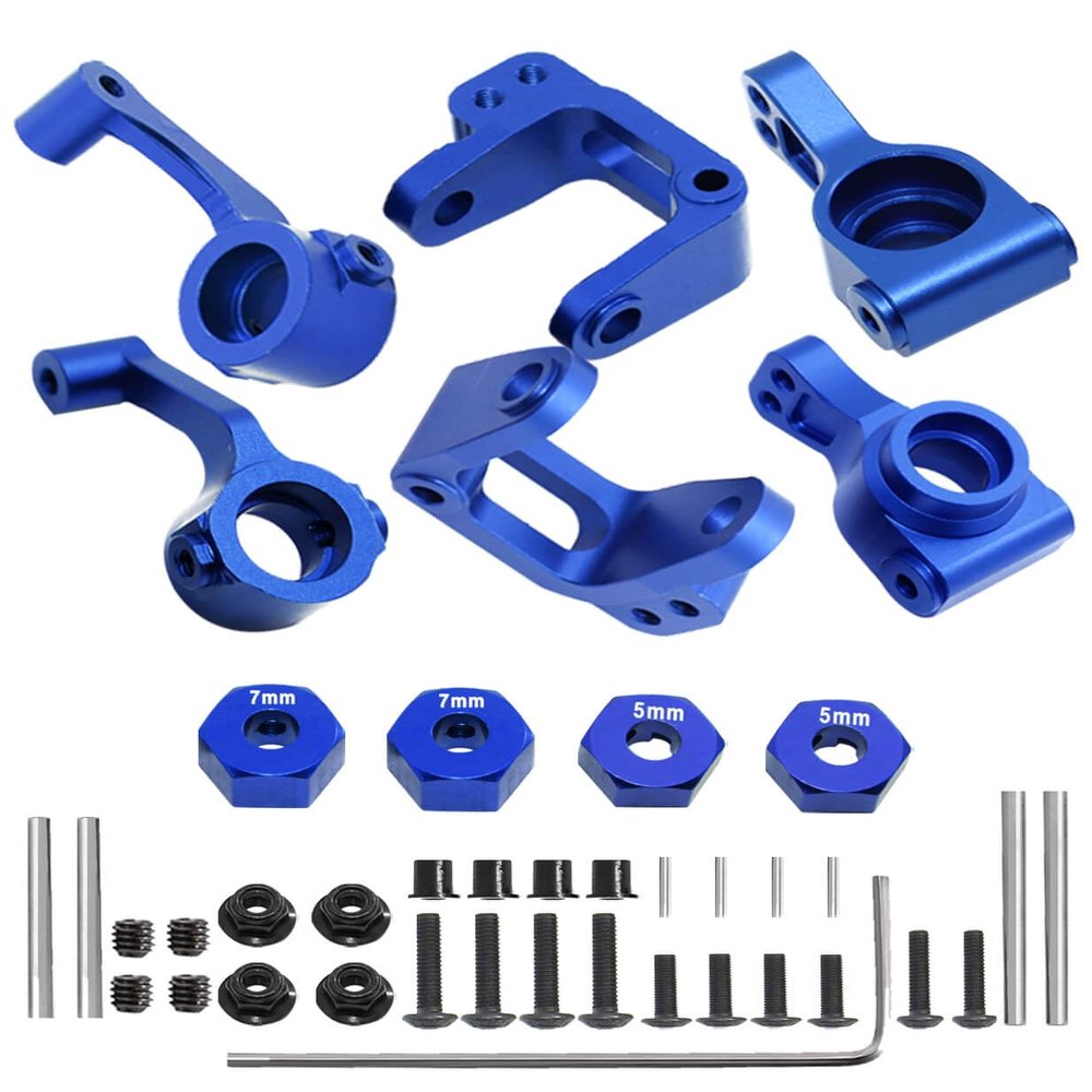 ARRCat Alloy Caster Block&Steering Blocks&Rear Stub Axle Carriers Upgrades Parts for Ecx 1/10 2WD Ruckus/Axe/Brutus/Circuit/AMP MT/AMP DB/AMP CRUSH/K&N Torment,RC Hop-Up Parts,Navy Blue
