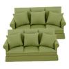 1:12 Scale Cute Fabric Three-Person Sofa Dollhouse with 3 Pillows Miniature Wooden Furniture Couch Handmade Crafts Supplies Any Dollrooms Life Scenes Decor Green Dollhouse Accessories view 3