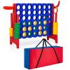 COSTWAY Jumbo 4-to-Score Giant Game Set with Carrying Bag, 2.5Ft Indoor Outdoor Game Set with Basketball Hoop, Ring Game, 42 Jumbo Rings, Quick-Release Slider, for Holiday Party, Kids & Adults (Red) view 1