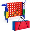COSTWAY Jumbo 4-to-Score Giant Game Set with Carrying Bag, 2.5Ft Indoor Outdoor Game Set with Basketball Hoop, Ring Game, 42 Jumbo Rings, Quick-Release Slider, for Holiday Party, Kids & Adults (Blue) view 1
