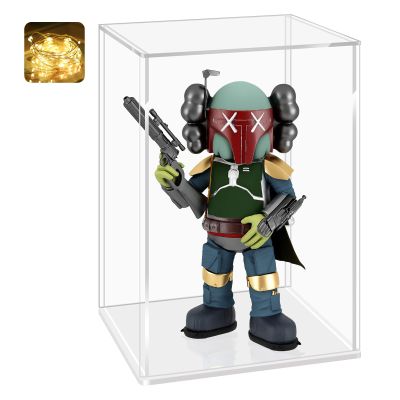 LANSCOERY Acrylic Display Case, Assemble Small Showcase Display Box for Collectibles, with Dustproof & Seamless Display Design, 4x4x6inch White Base