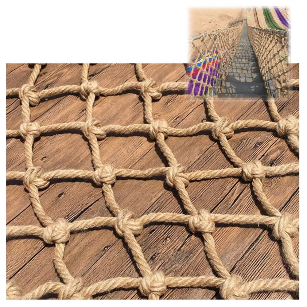 Children Safety Rope Net Playground Climbing Netting Heavy Duty Hemp Rope Cargo Net Treehouse Stair Railing Protection Net Kids Swing Decoation Grid 10cm (Size : 2 * 3m(7 * 10ft))