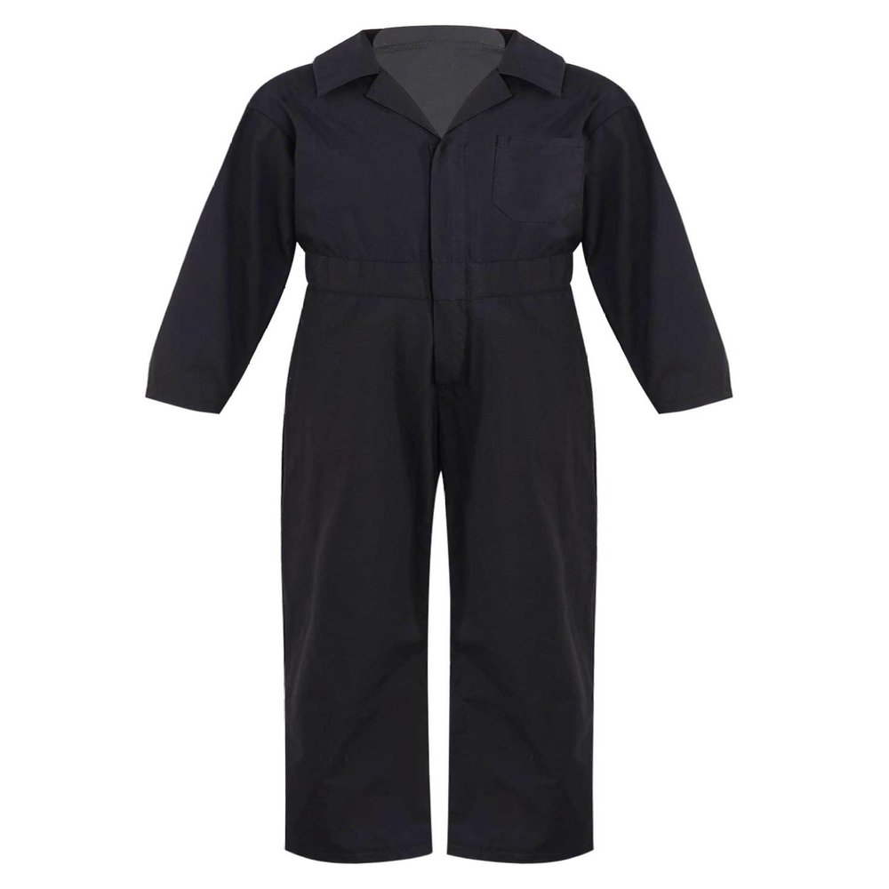 Jizyo Kids Boys Girls Mechanic Boiler Suit Long Sleeve Coveralls Flight Suit Jumpsuit Halloween Cosplay Costume Black 16 Years