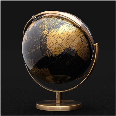 Iron & Glory | World Globe | World Map Decorative Home Accessories For Vintage Room Decor| Ornaments For Living Room & Office Desk | Black & Gold Office Accessories For Home Decor