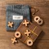 Demdaco Let's Play Tic-Tac-Toe Blue Plaid 6 x 6 Wood Travel Game Bag Set view 4