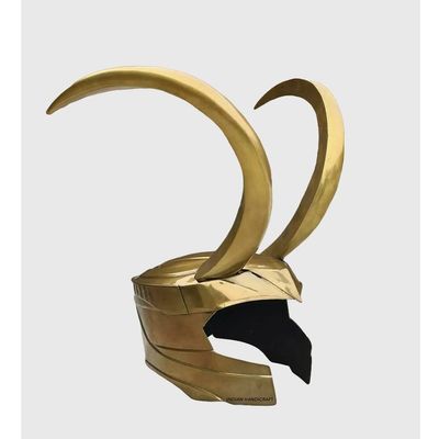 INDIAN HANDICRAFT Loki Horned Helmet Loki Series Movie Thor Ragnarok Gold Crown Mask Steel Prop Halloween Cosplay Costume,X_Large