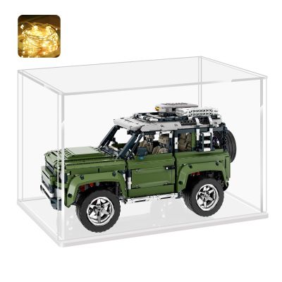 LANSCOERY Acrylic Display Case, Assemble Showcase Display Box for Collectibles, with Dustproof & Seamless Display Design, Suitable for 1/24 Scale Car Model 10x6x8inch White Base