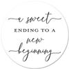 2"" Round - A Sweet Ending to A New Beginning Favor Stickers- 40 cnt view 1
