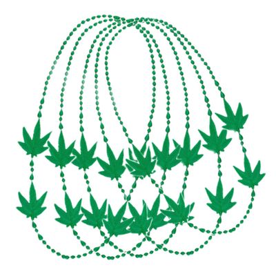 blinkee Pack of 24 Non Light Up 4 Charm Pot Leaf Opaque Green Necklace