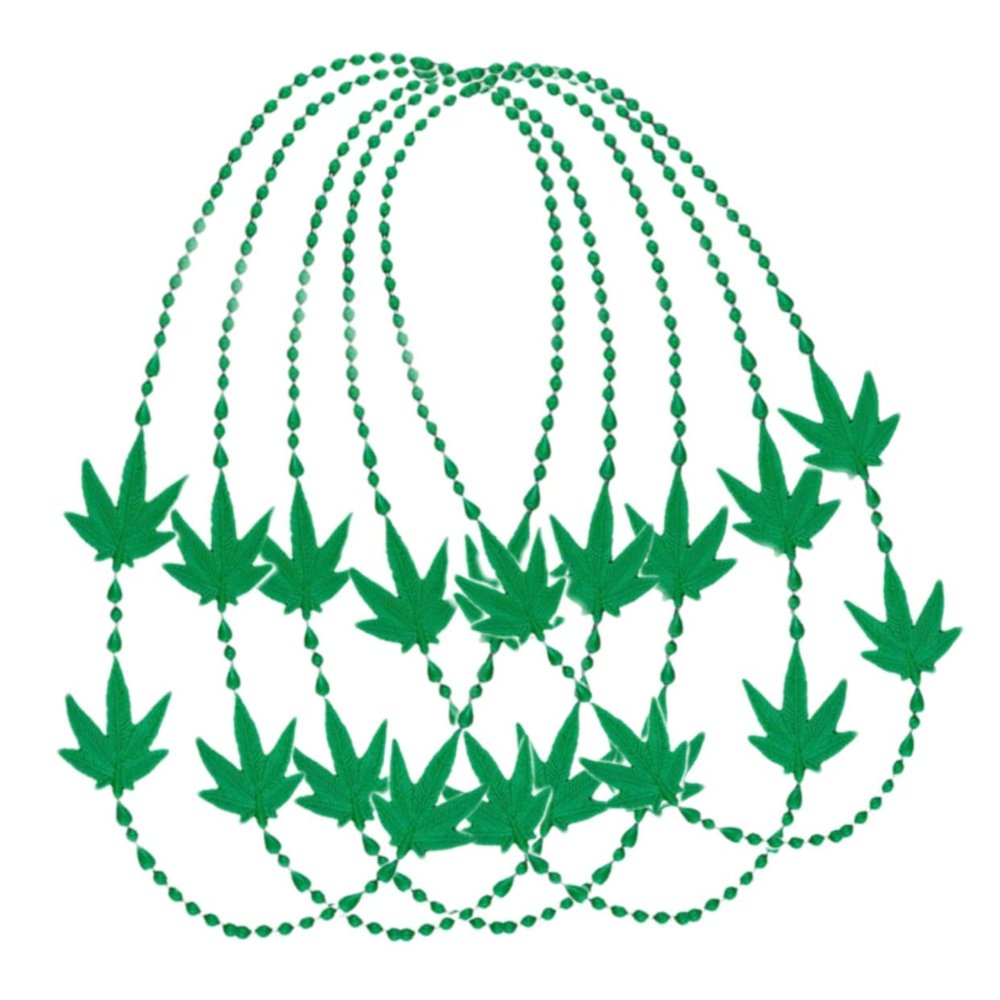 blinkee Pack of 24 Non Light Up 4 Charm Pot Leaf Opaque Green Necklace