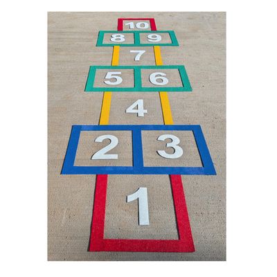 Hopscotch Playground Marking Course, Outdoor Play Equipment, Engaging Schoolyard Activities for Daycare, Preschool, Churches & Elementary Schools, Made from DuraMark RPT-750, Measures 8' 8" x 31"